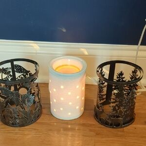 Scentsy Etched Core Warmer And Two Decorative Wraps